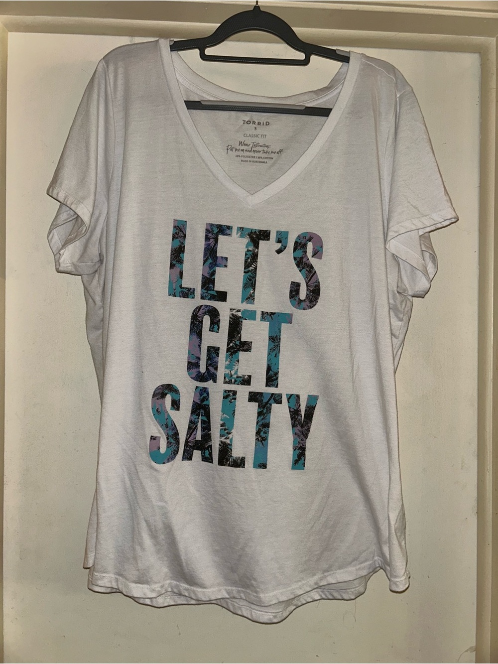 torrid White V-Neck Tee with Multicolor LET'S GET SALTY Graphic